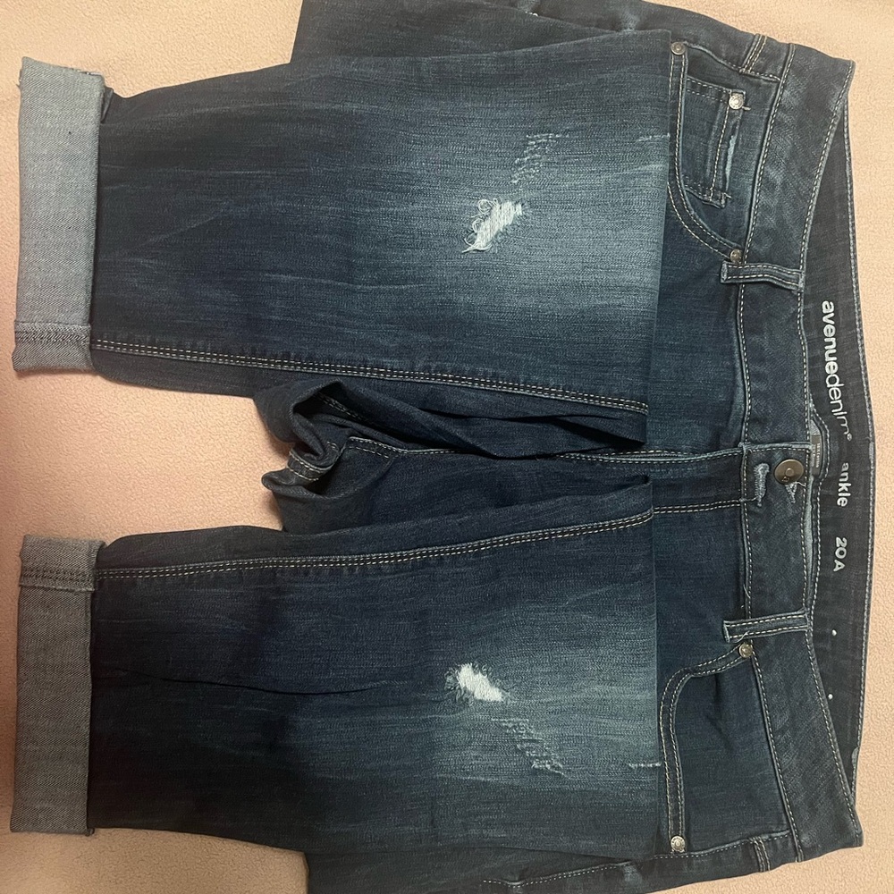 Avenue denim stretch jeans.  Ankle fit